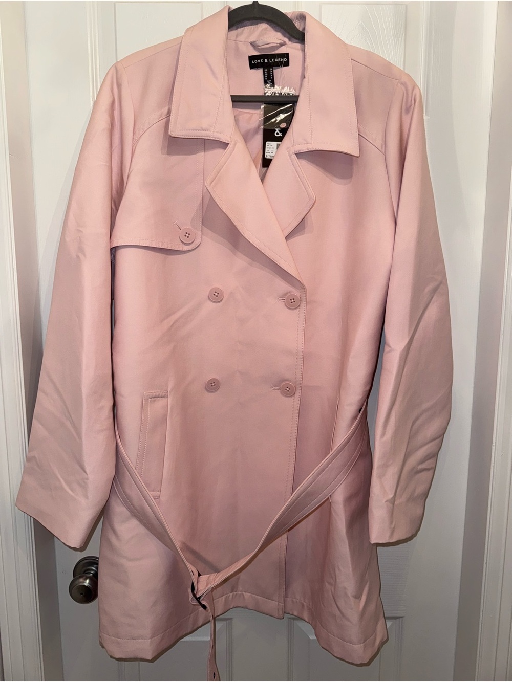 Penningtons Pale Pink Double-Breasted Trench Coat